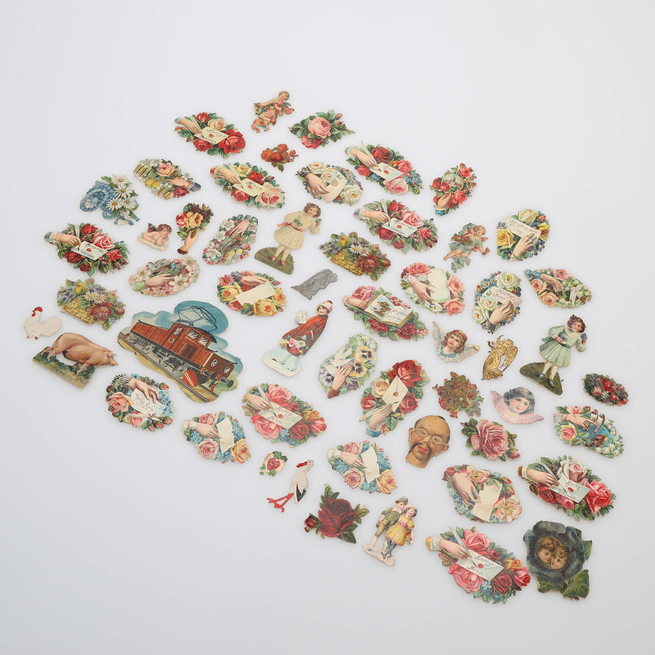 ÄLDRE BOKMÄRKEN, i pappask, 1800/1900-tal.