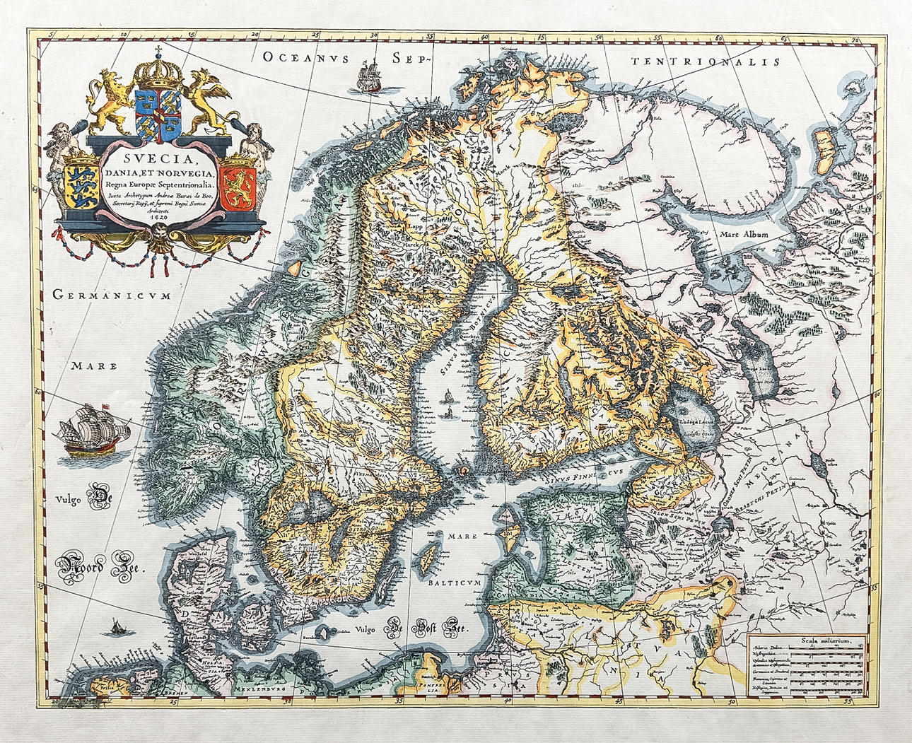 ANDREAS BURE, A 17th-century map of the Nordic countries, facsimile, 20th century.