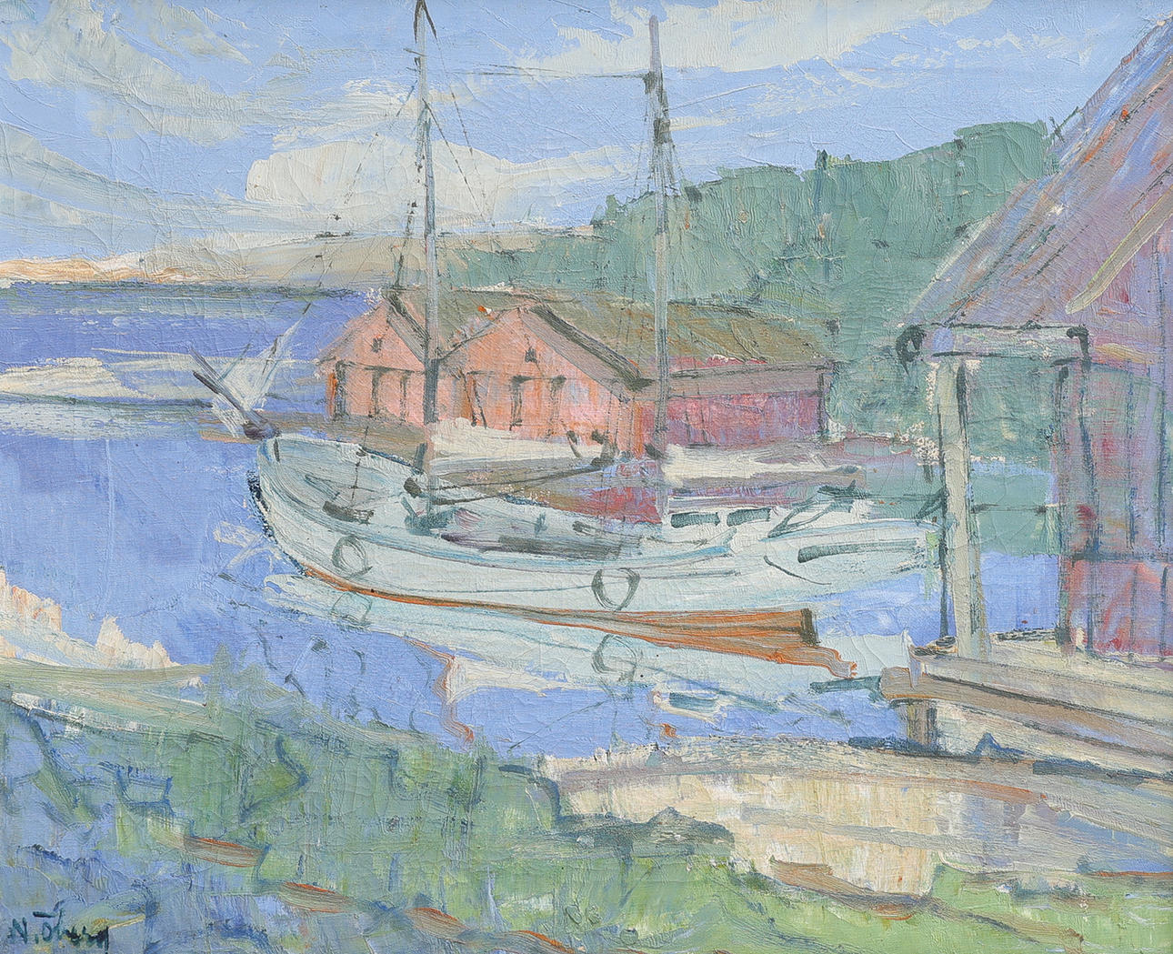 NILS ÖBERG 1912-1997. OIL ON CANVAS, “STYRSÖ”, SIGNED AND DATED 1952.