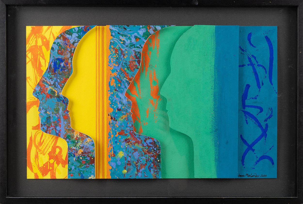 LARS MELANDER. (Born 1939). “Profiles”, mixed media, assemblage.