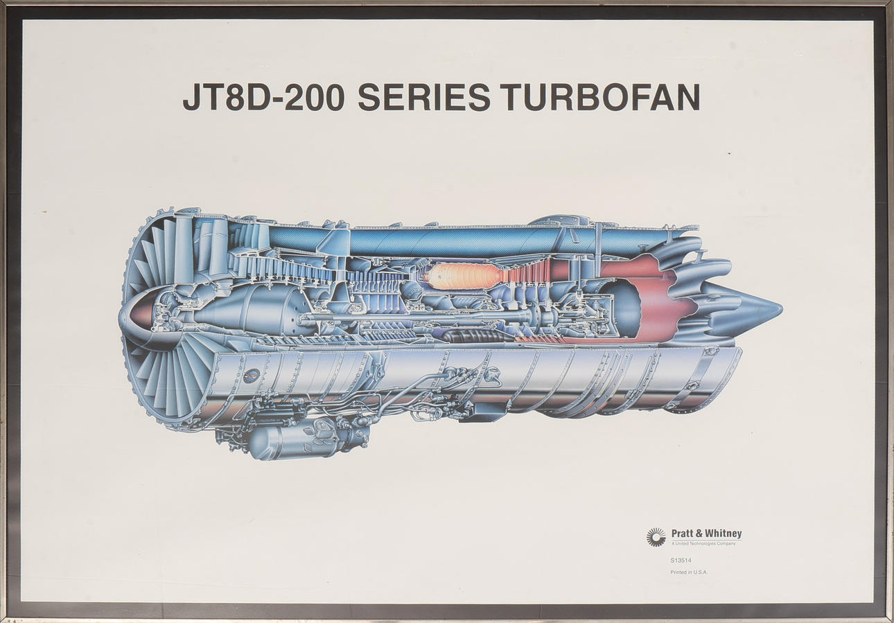 POSTER, JT8D-200, SERIE TURBOFAN, Pratt & Whitney.