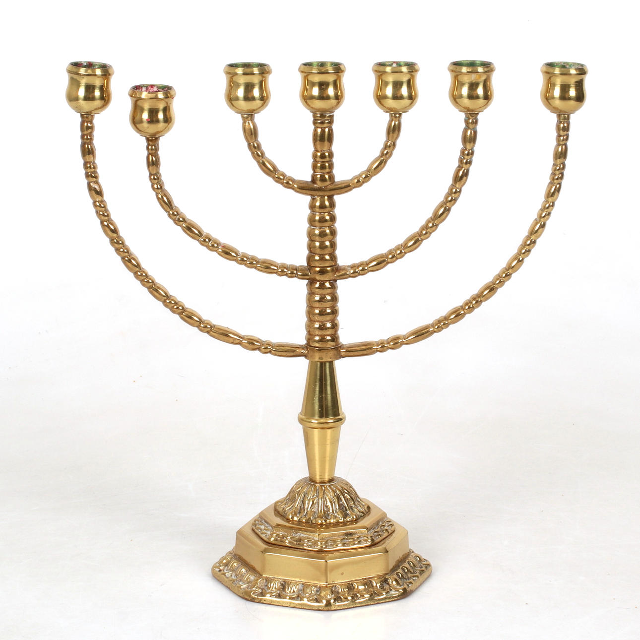 KANDELABER/MENORA, mässing. 1900-tal.