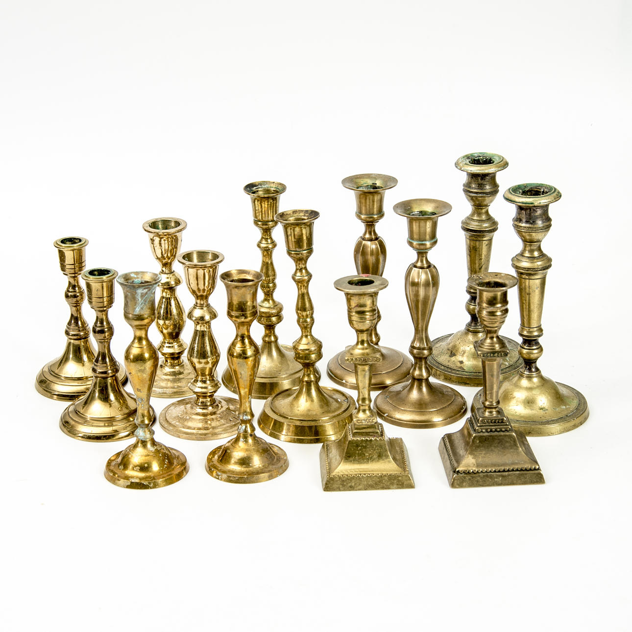 LJUSSTAKAR, 7 par, mässing/malm.