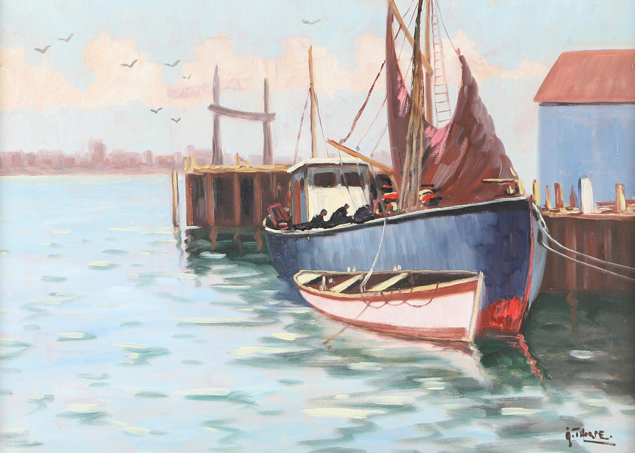 ÅKE THORPE. Harbour motif, oil on canvas, signed Å. Thorpe.