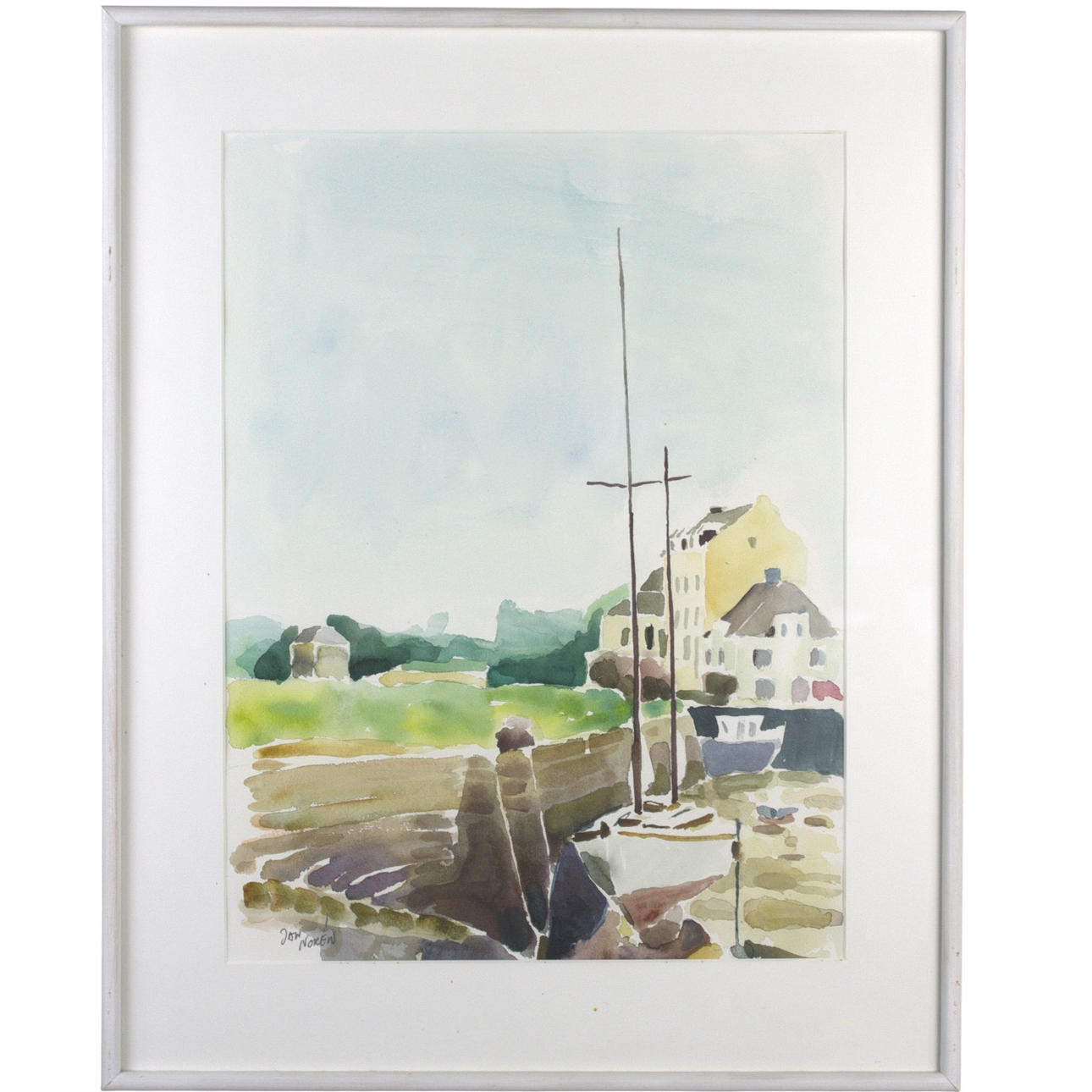 JAN NORÉN. Watercolour, “Ebb in Brittany”, signed.
