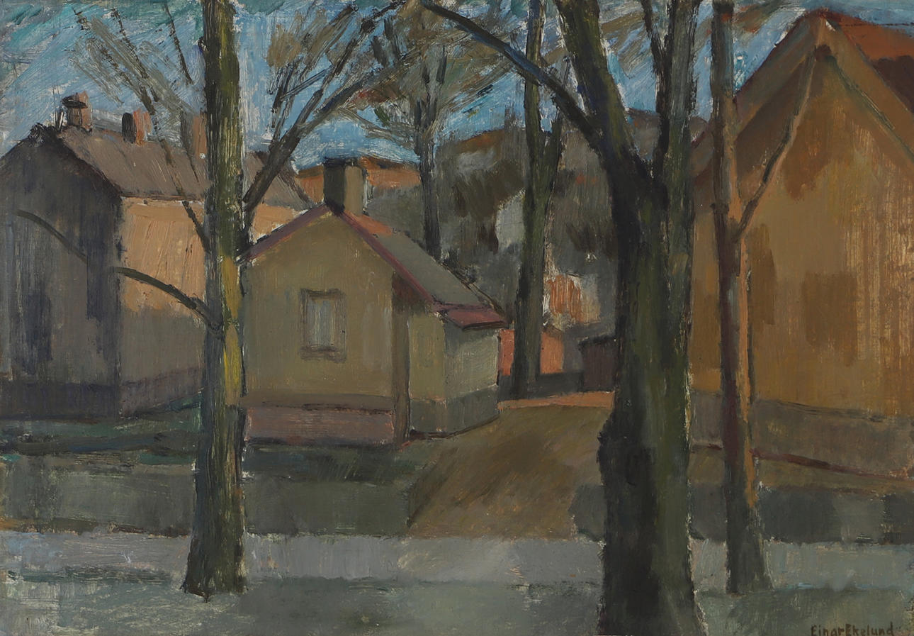 EINAR EKELUND. ”April Evening”, öljy levylle, signeerattu.