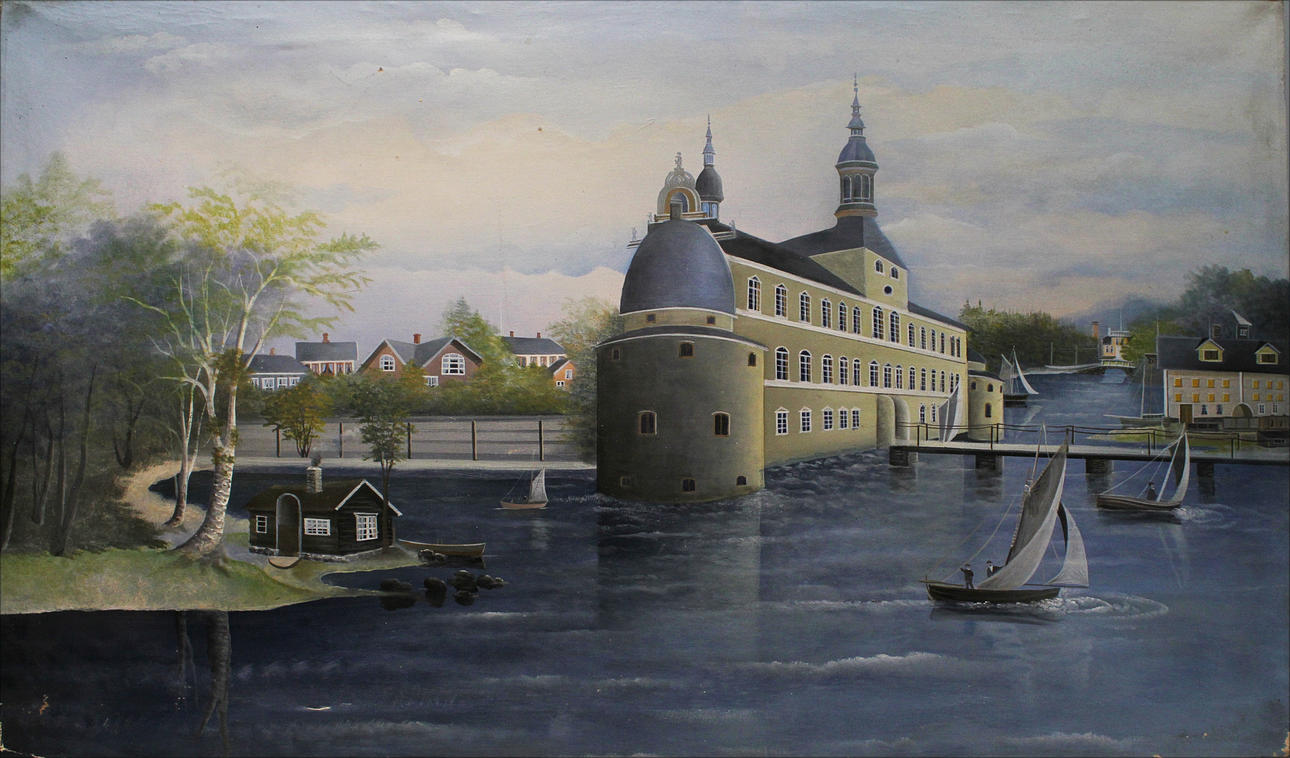 CARL LJUNGBERG. TILLSKRIVEN. Gåramålning. Slottsbyggnad. Olja på duk. Osignerad.