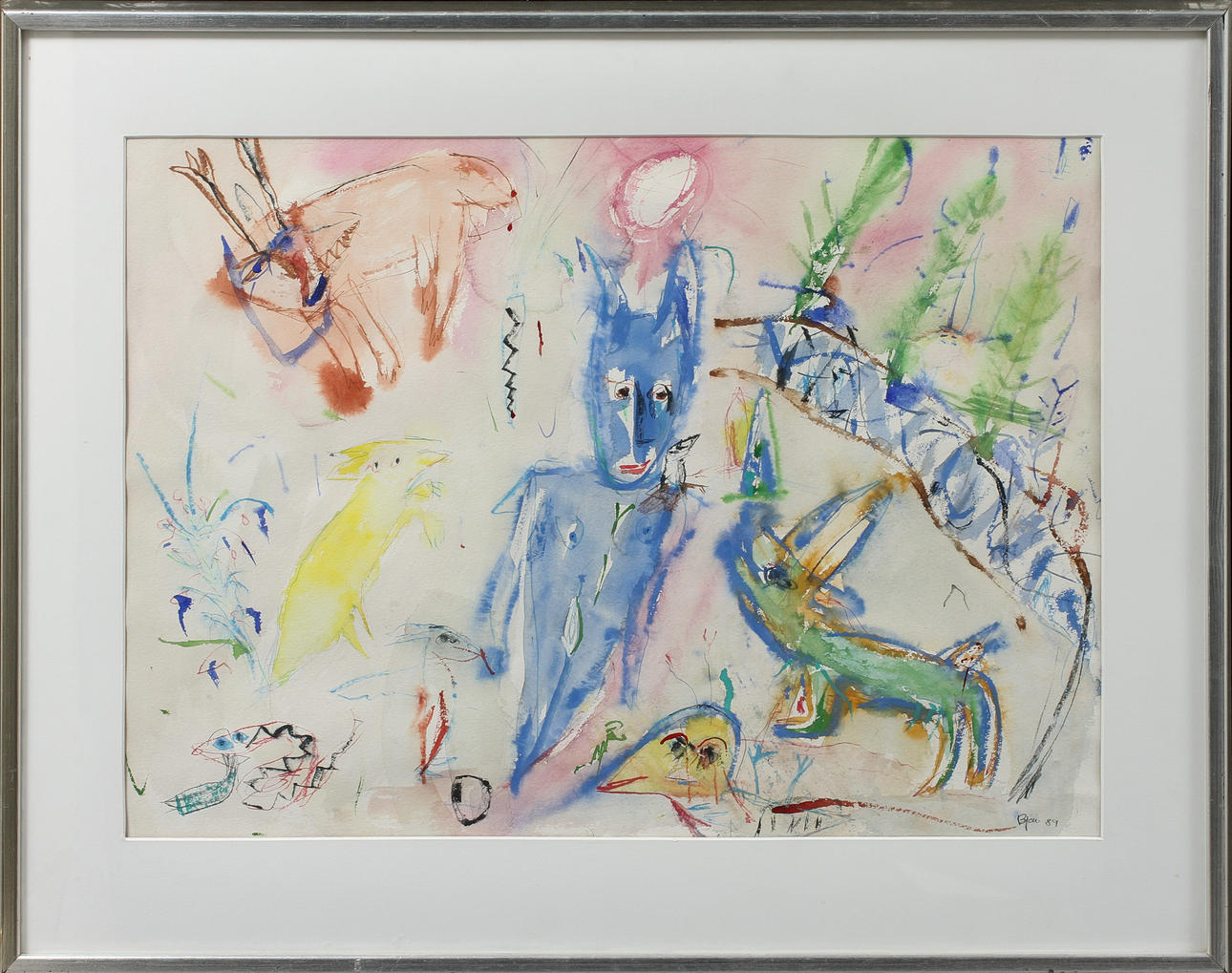 BJÖRN BJÖRNHOLT. Figurer, akvarell, signerad och daterad 89.