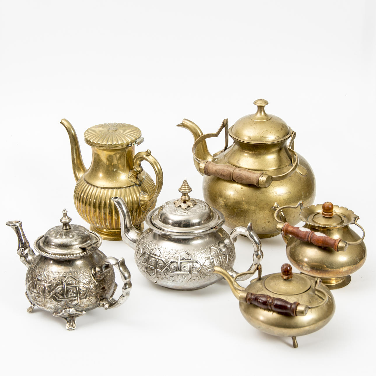 KAFFE- & TEKANNOR, mässing/nysilver.