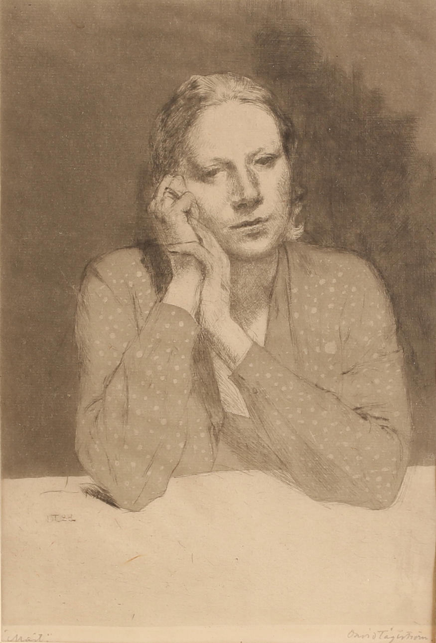 DAVID TÄGTSTRÖM. Etching, portrait, signed.