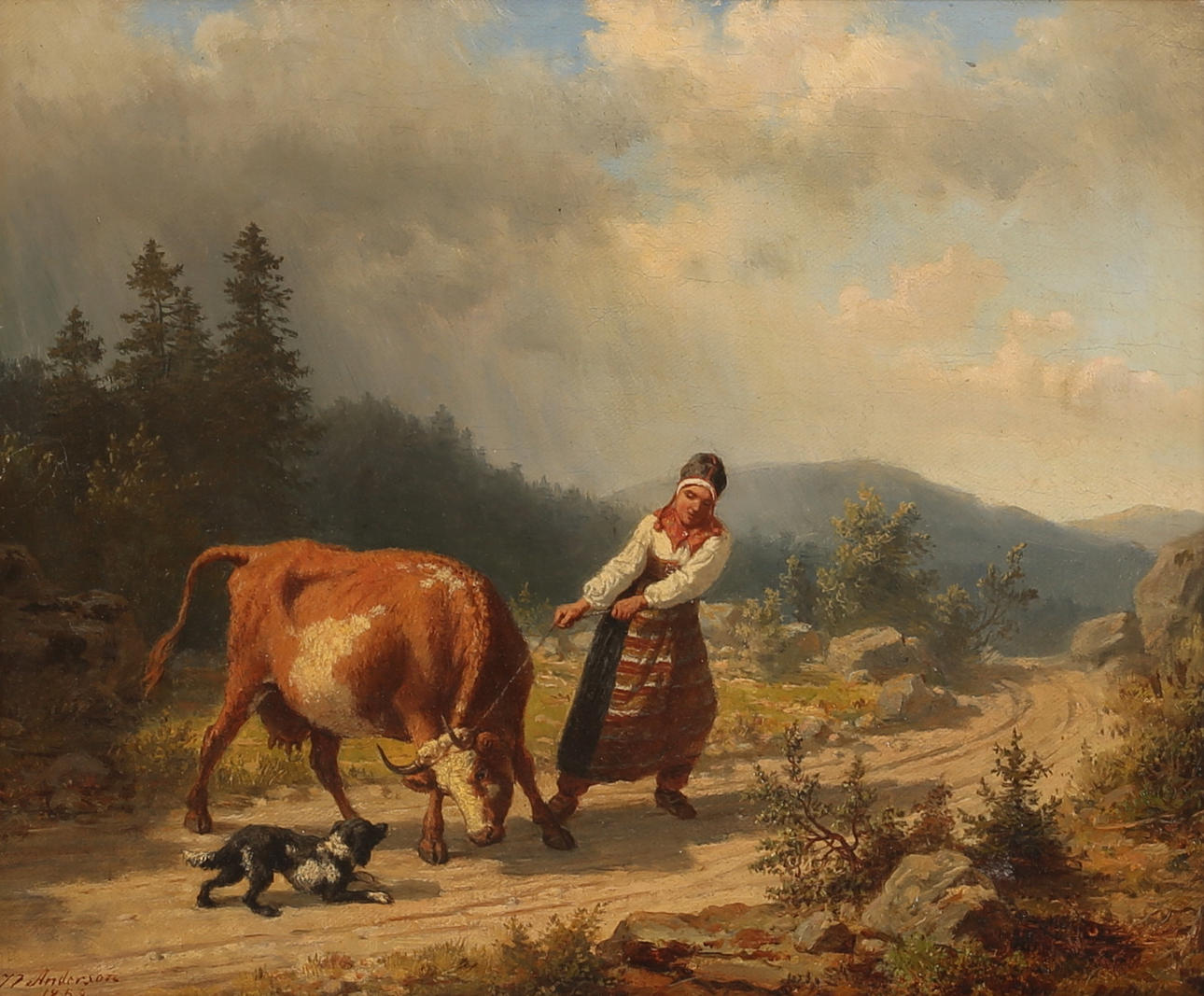 NILS ANDERSSON. An oil on canvas, herringbone, signed N Andersson 1858.