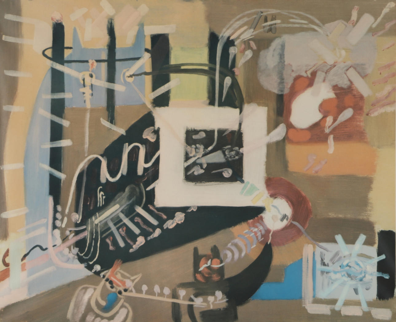 VERNER MOLIN. Composition, graphic sheet, signed with dedication.