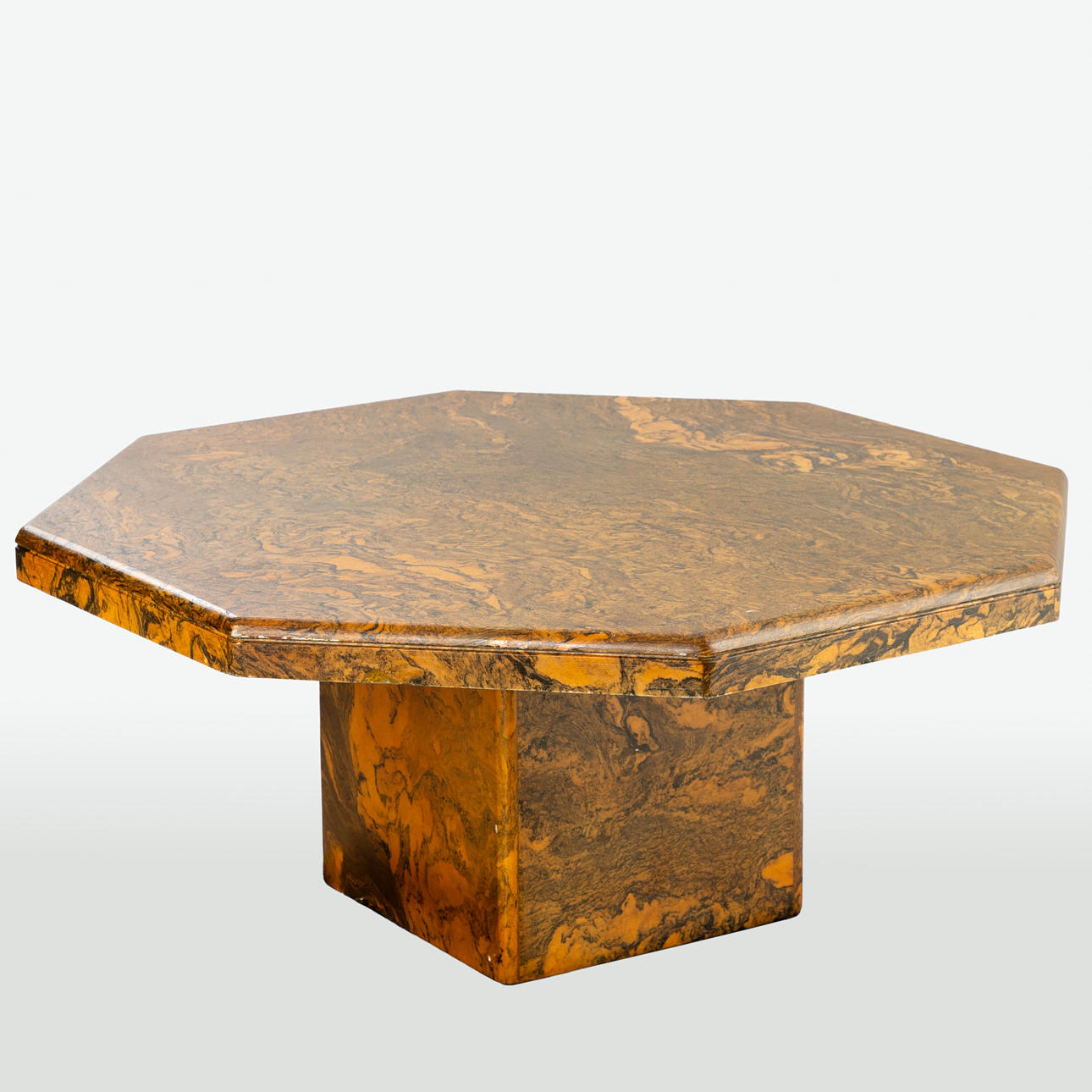 Octagonal coffee table, two-piece, 2. 2nd half of the 20th Jh.