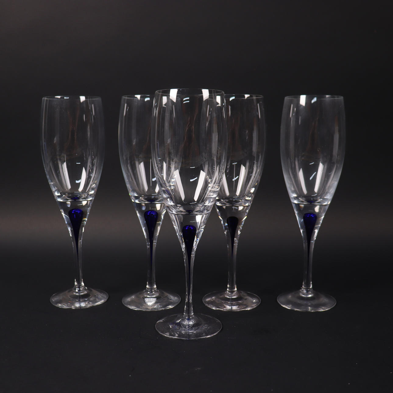 ERIKA LAGERBIELKE. Orrefors, „Intermezzo“, Weingläser, 5 Stück.