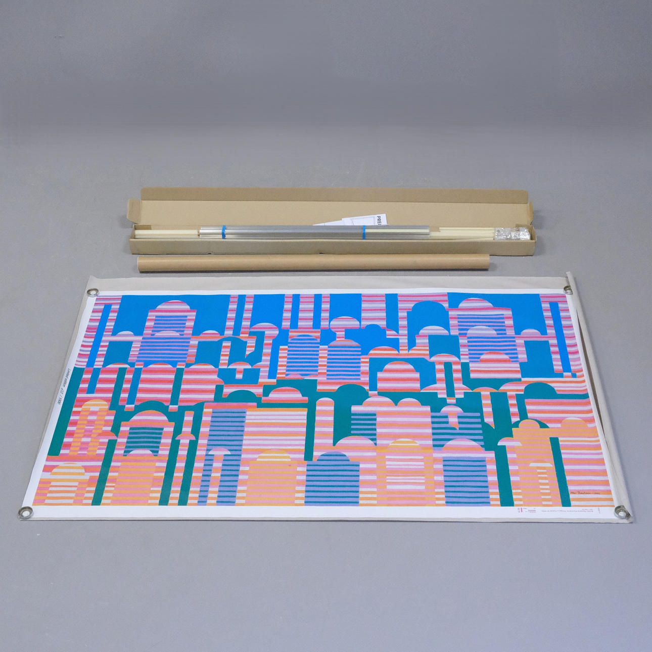 MARI RANTANEN. SCREEN PRINTING ON CANVAS. PANORAMIC COMPOSITION. “PREMIERE”. FOR IKEA ART EVENT 2006.