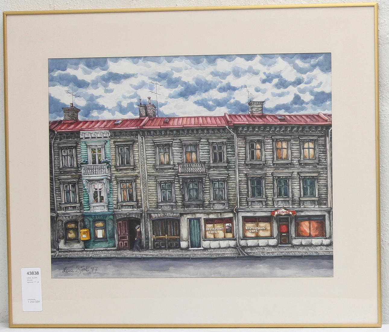 LENA BJÖRK. Akvarell, signerad -77.