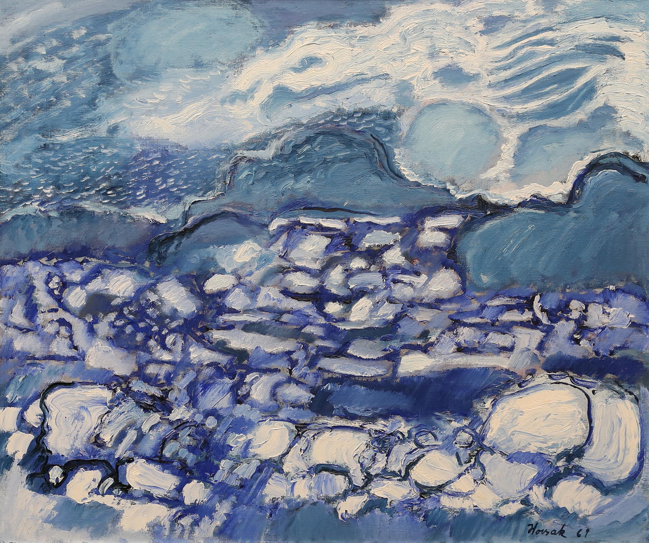 ALLAN HORSAK. oil on canvas, signed and dated 69.