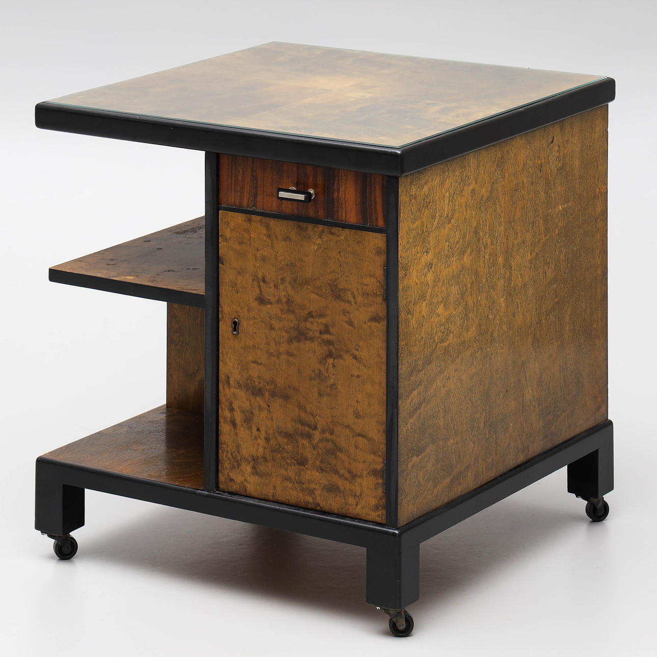 An art deco birch smoking table, 1920/30's.