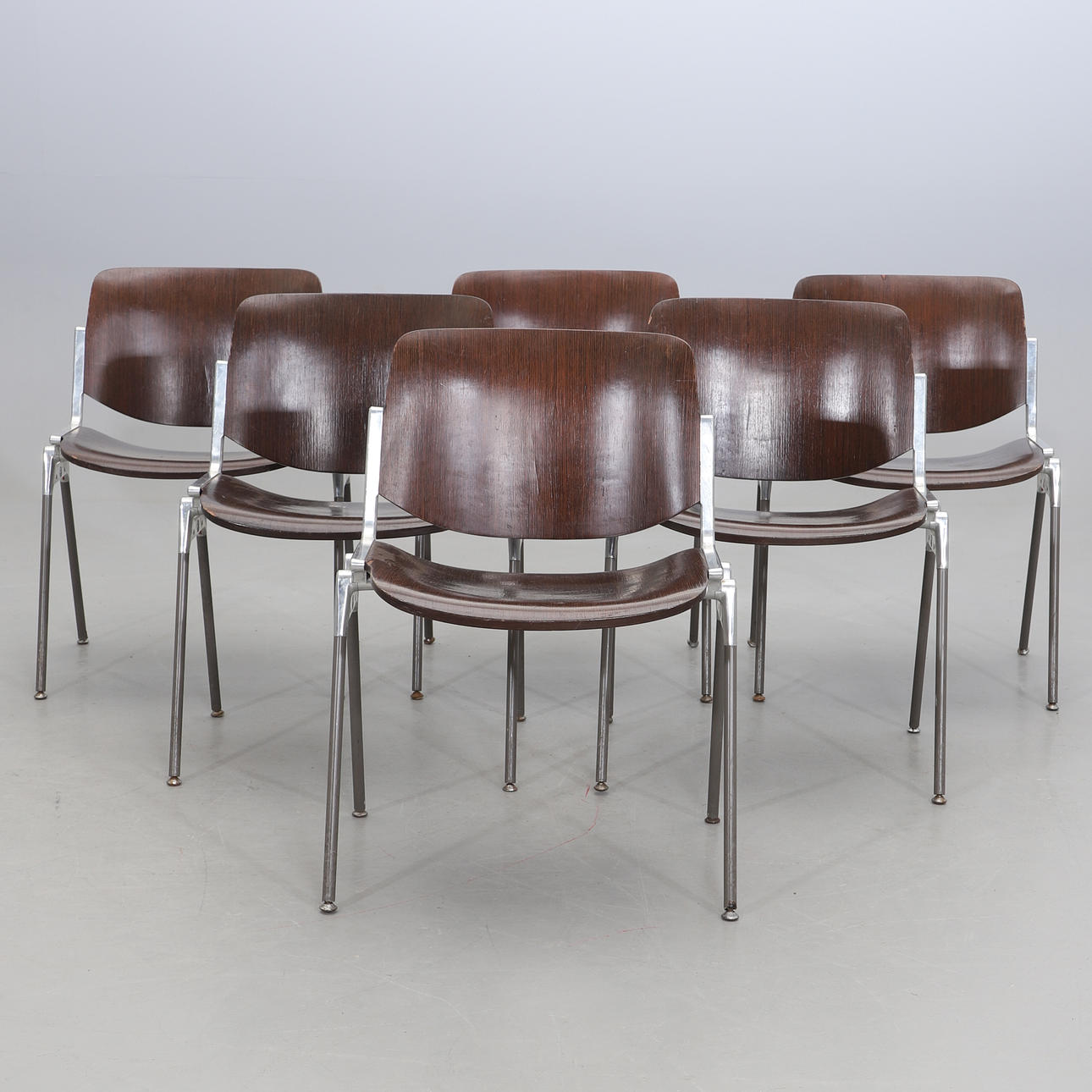 GIANCARLO PIRETTI. A set of six Castelli Italian chairs, second half of the 20th century.