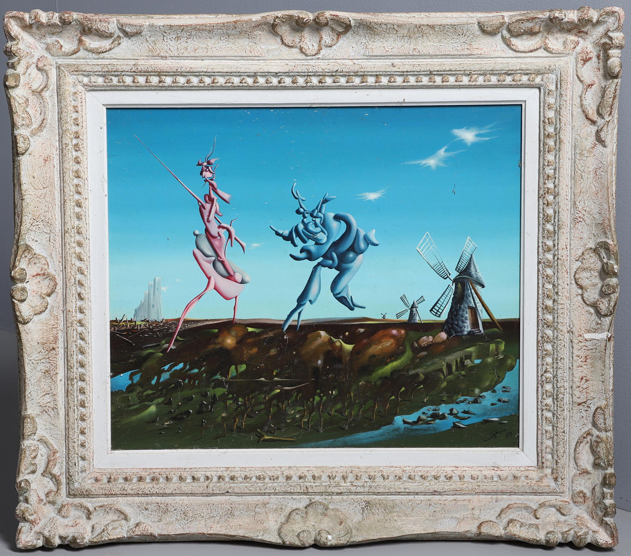 GEORGES SPIRO (1909-1994). SURREAL LANDSCAPE WITH WINDMILL.