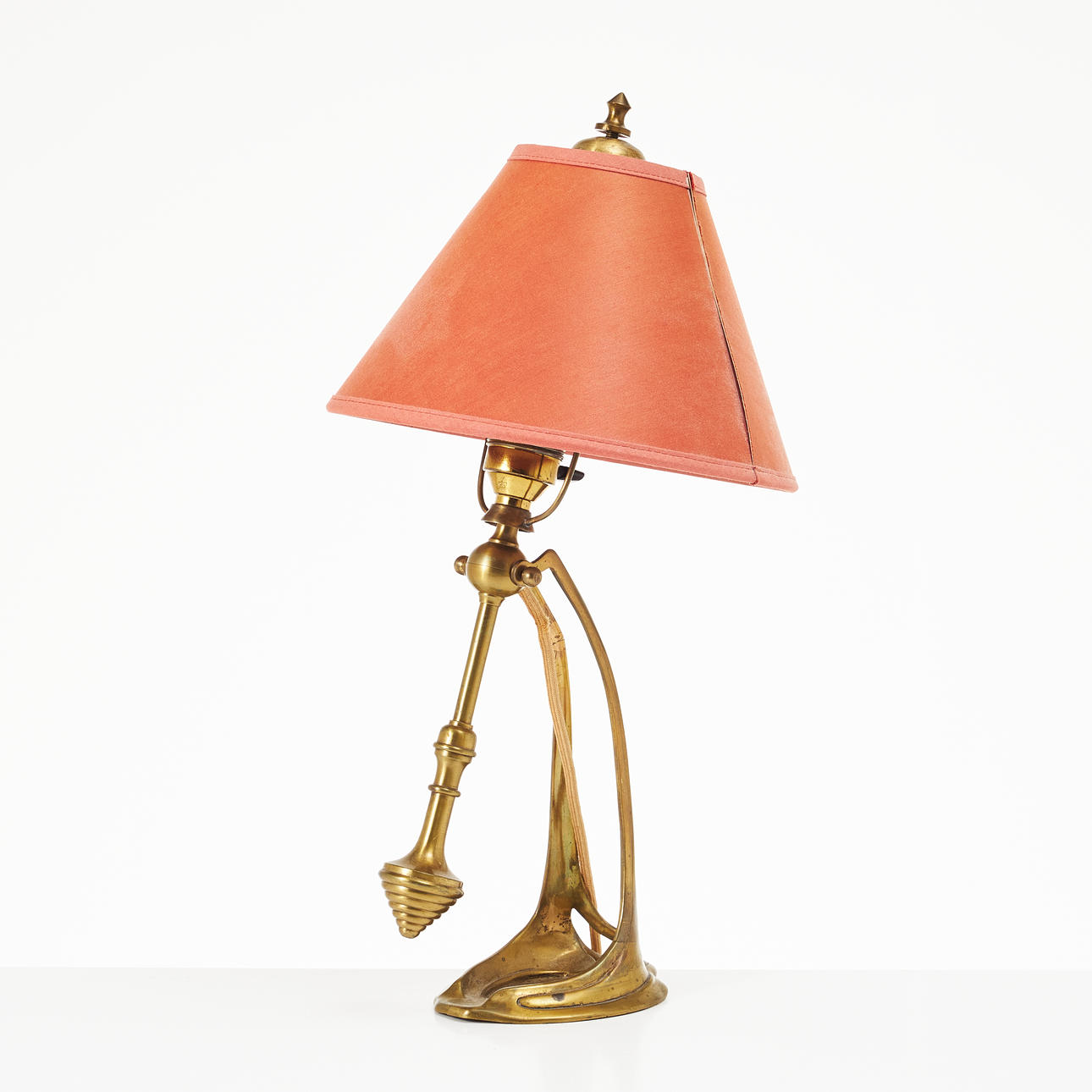 TABLE LAMP, Art Nouveau, brass.
