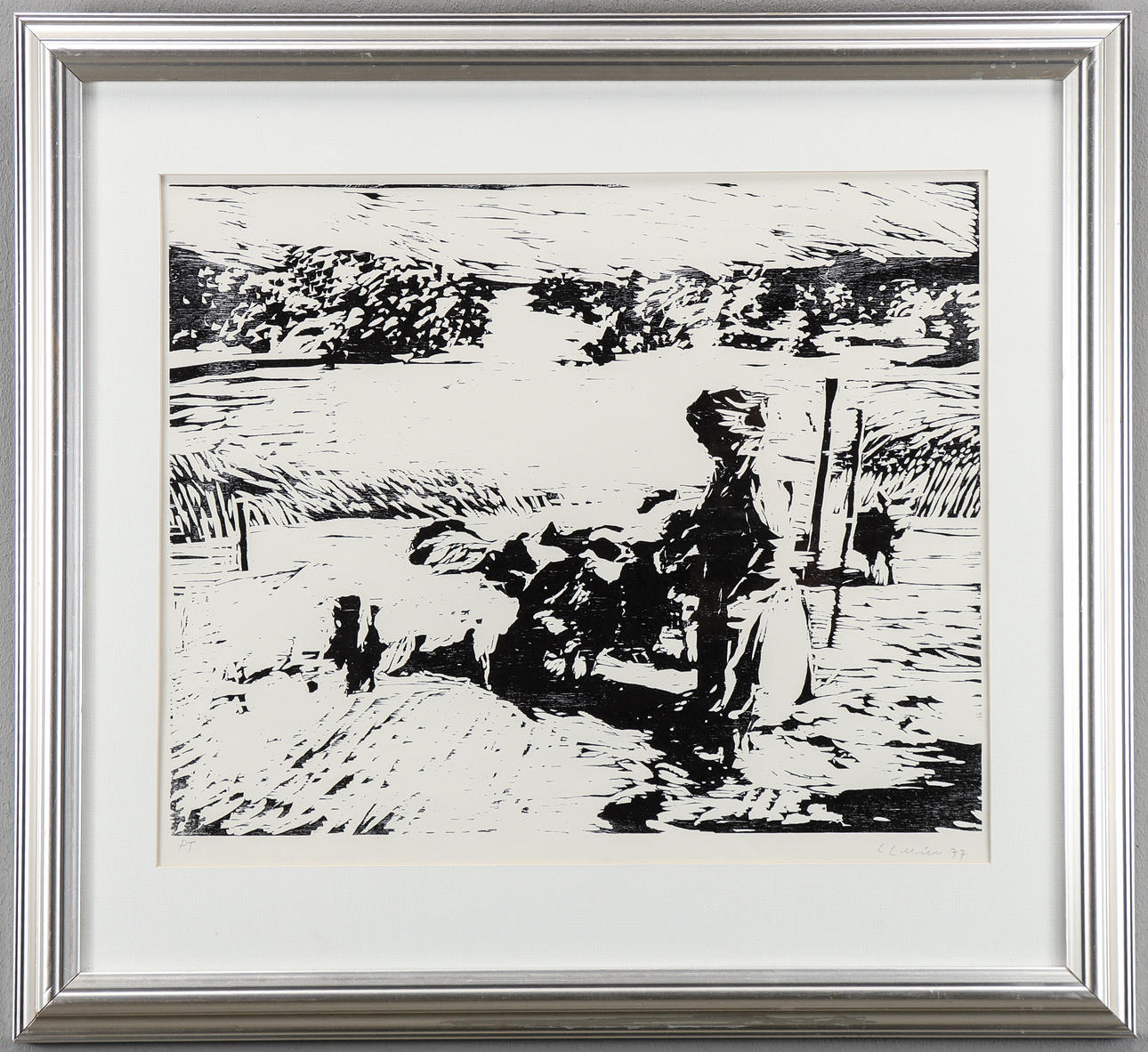 LARS LERIN. Woodcut PT, signed 77.