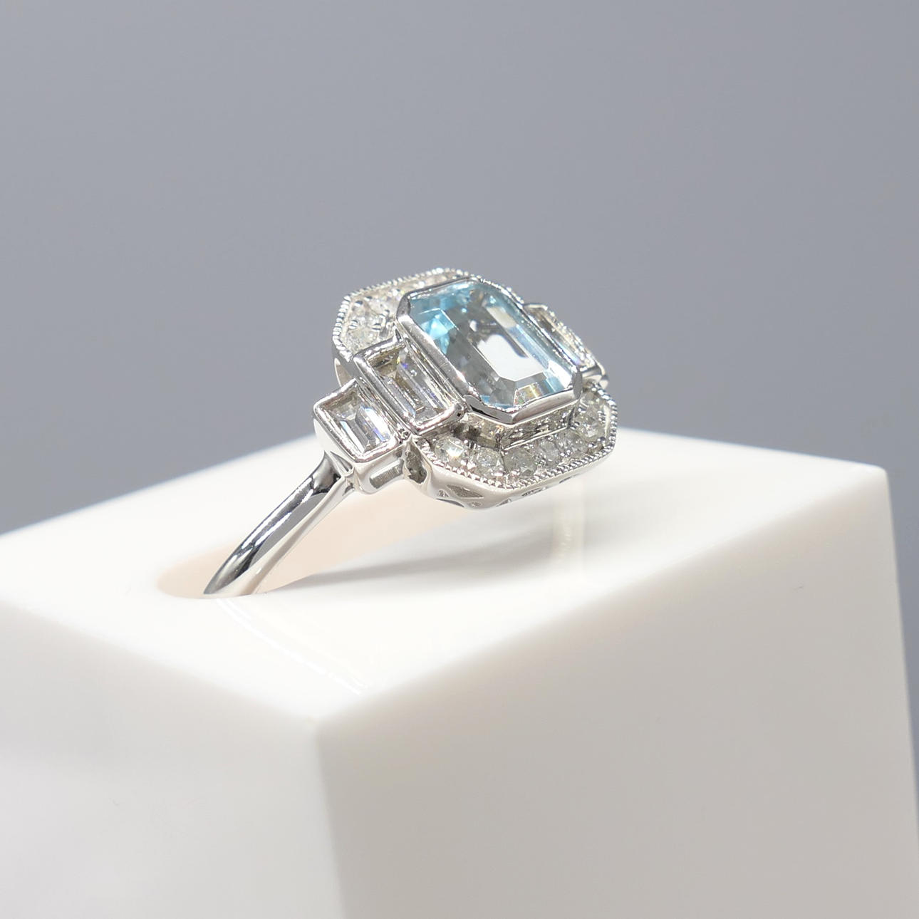 BLUE TOPAZ & DIAMOND ring.