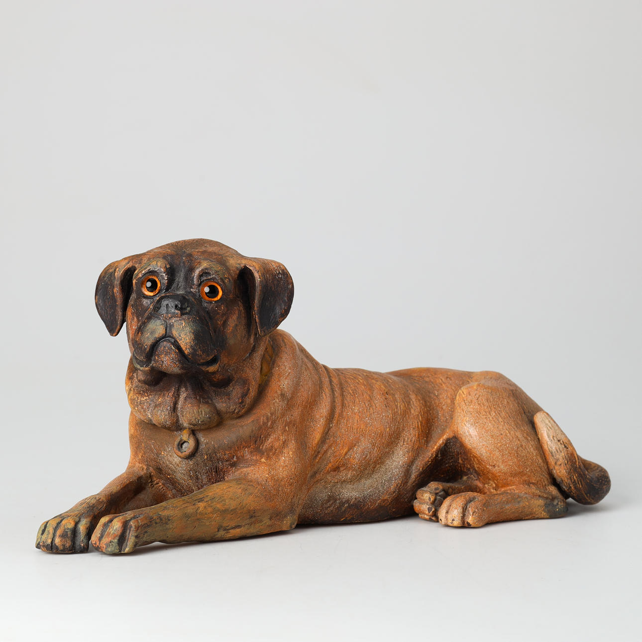 Terracotta dog 'Mastiff' circa 1880-1900.