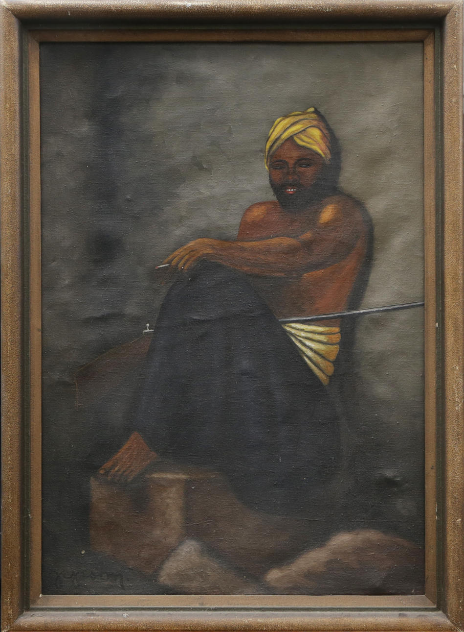 OIDENTIFIERAD KONSTNÄR. OIL, on canvas, smoking man.