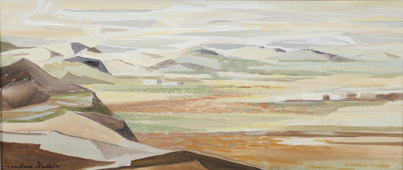 REUBEN HEDIN. Landscape view, oil on panel, signed.