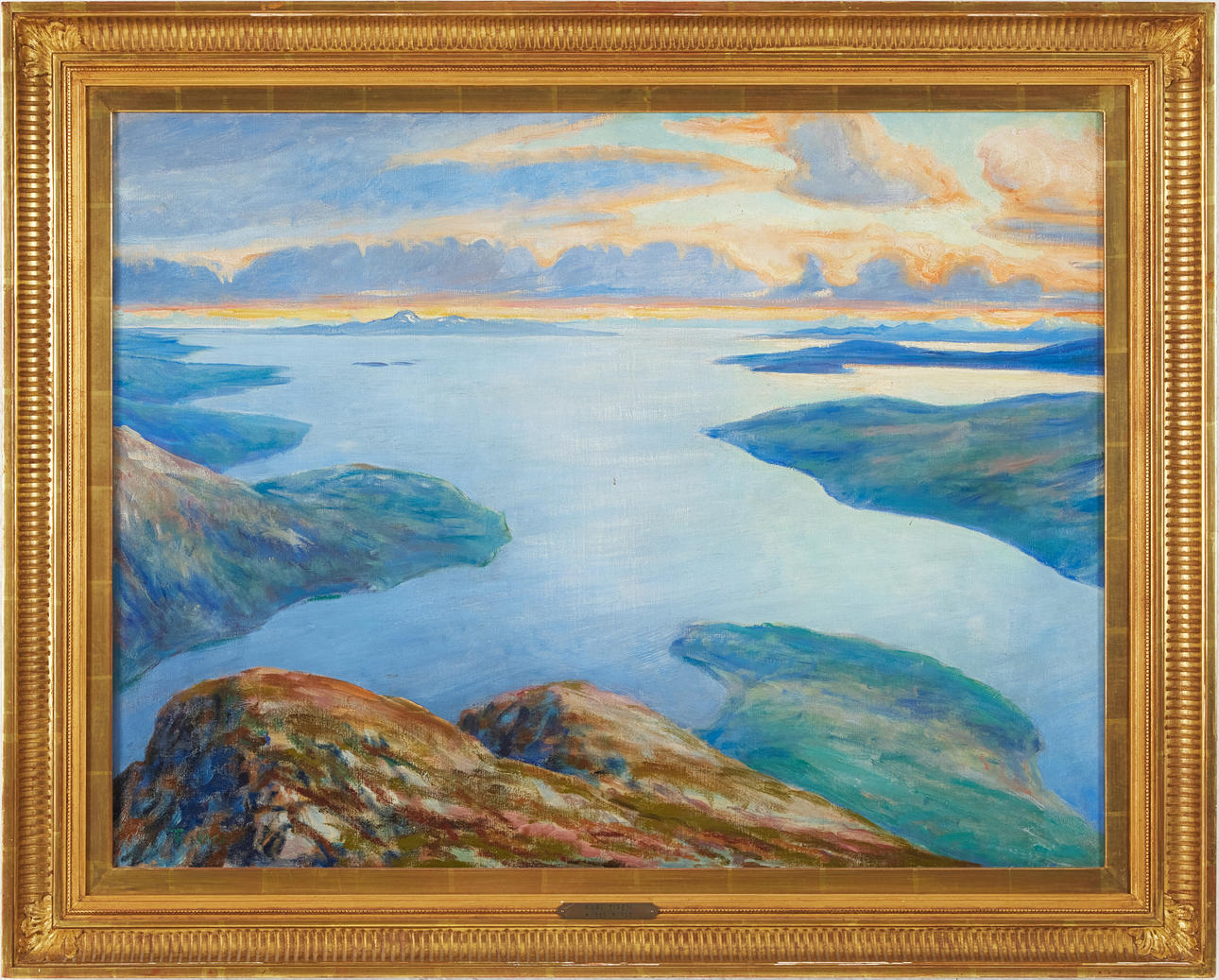 KARL TIRÉN. Küstenbild, Öl auf Leinwand.