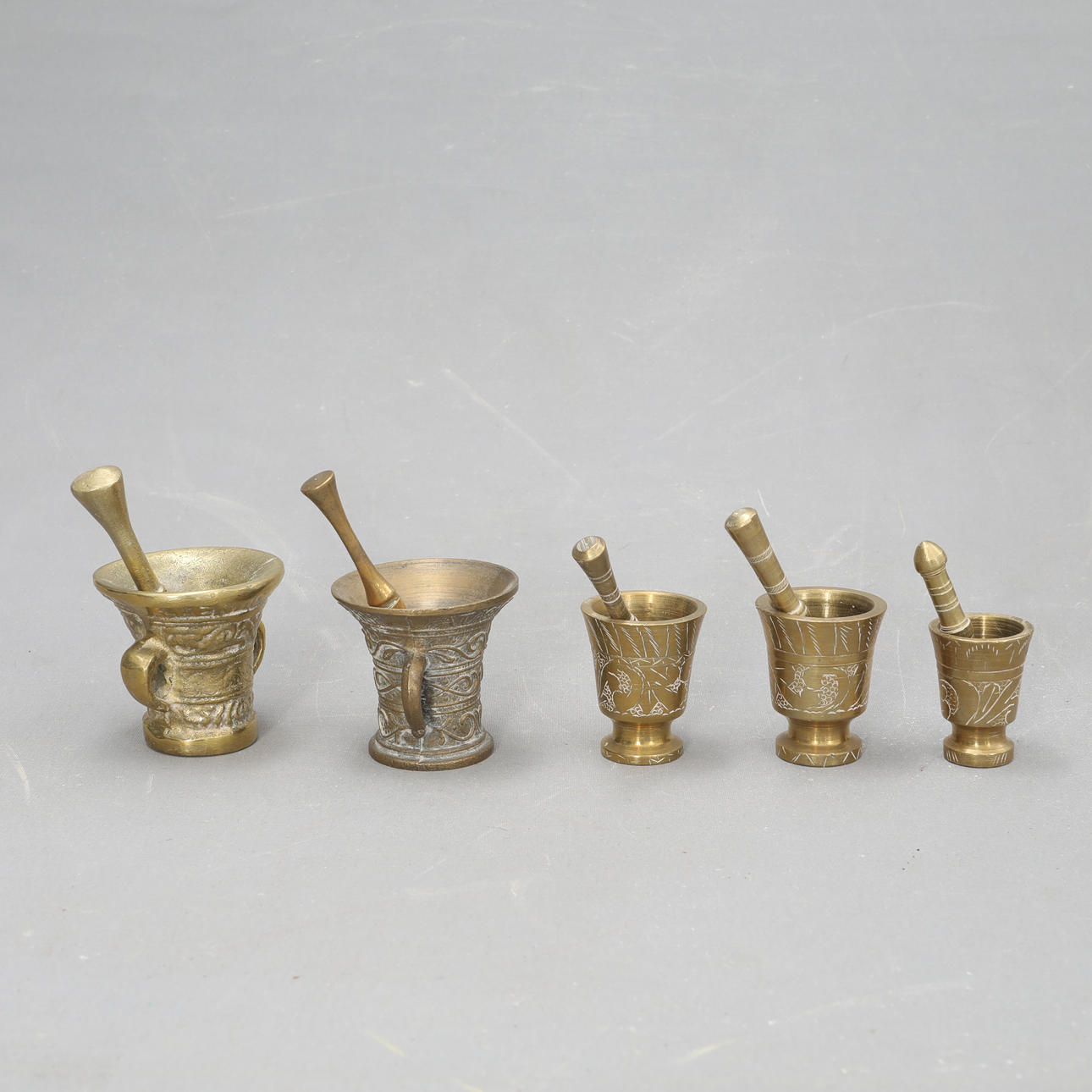 Mortlar med støddæmpere, 5 stk., messing.