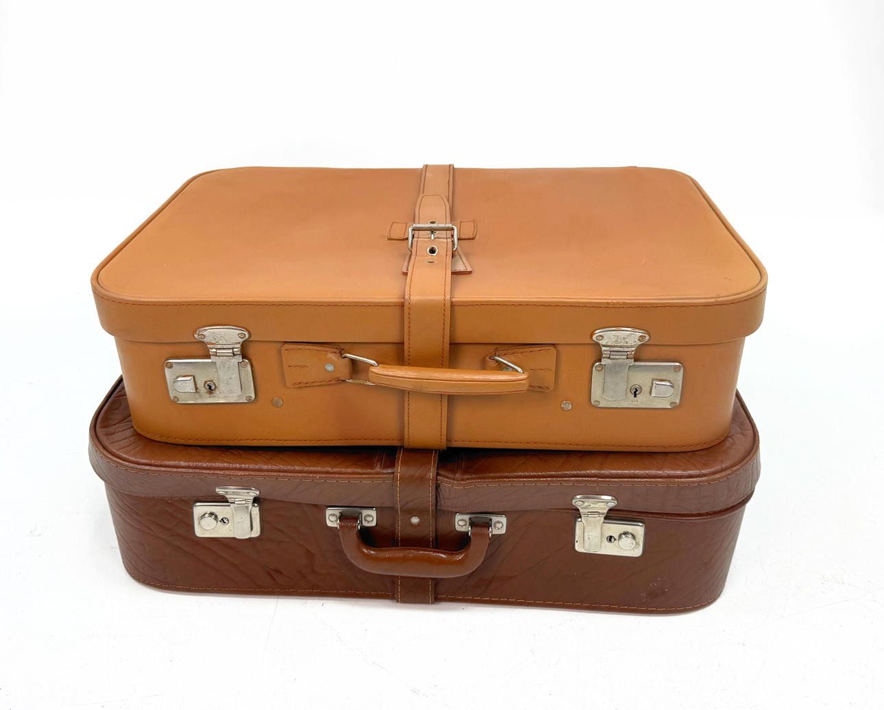 VÄSKOR - 2st läder väskor, resväskor 56/60-tal.