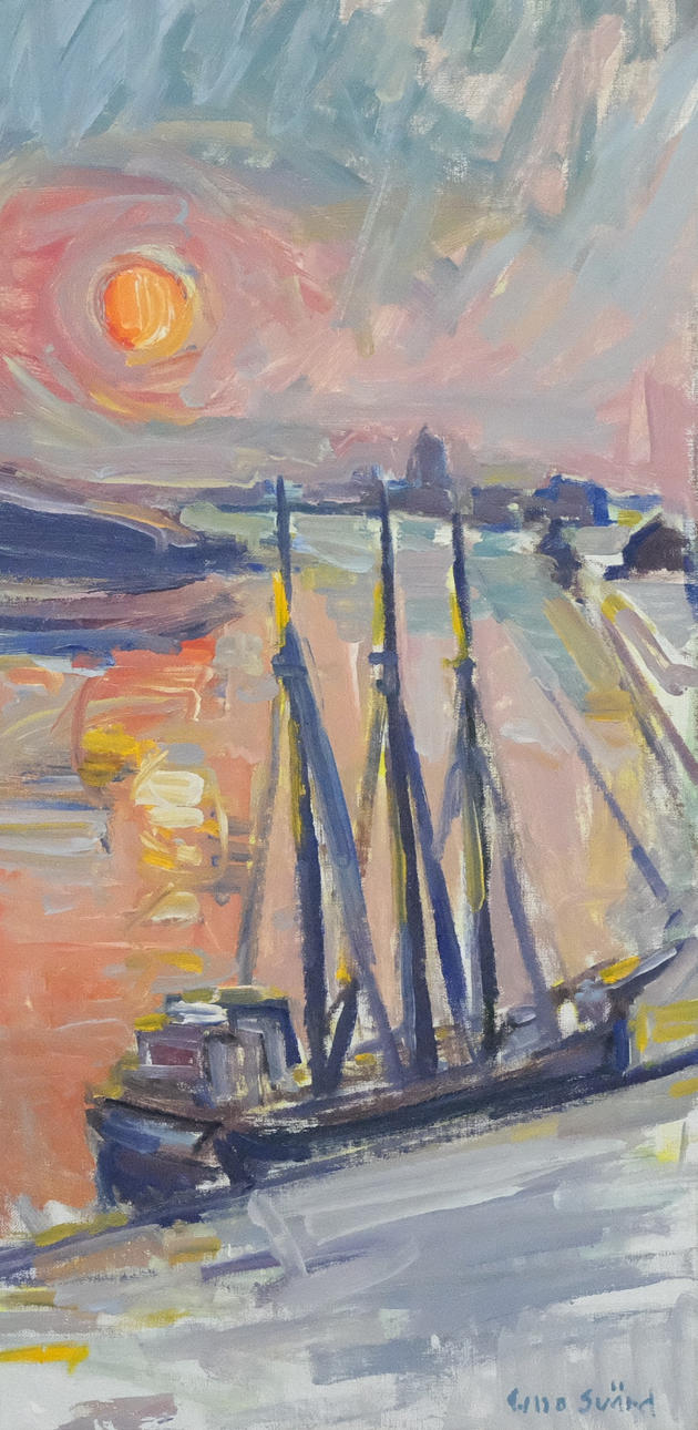 UNO SVÄRD. WINTER SUN, OIL ON CANVAS, SIGNED.