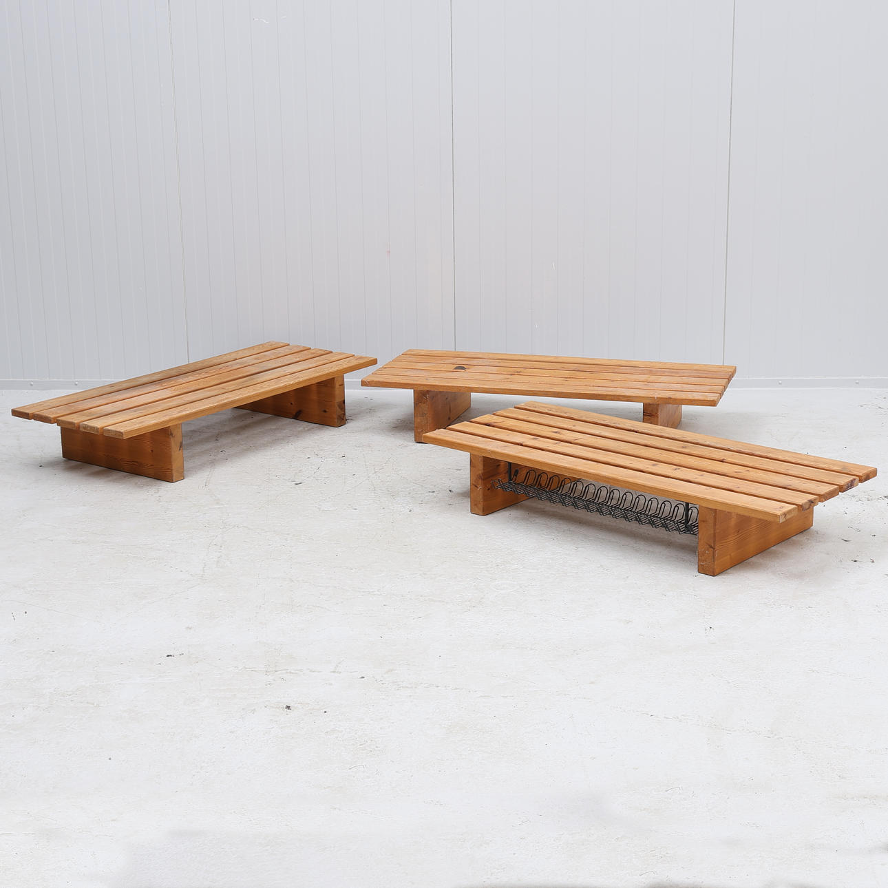 BENCHES/SHOE SHELVES, 3 pcs, pine.