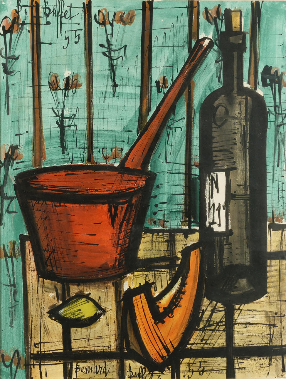 BERNARD BUFFET. Still life 'Before Dinner', lithographic print.