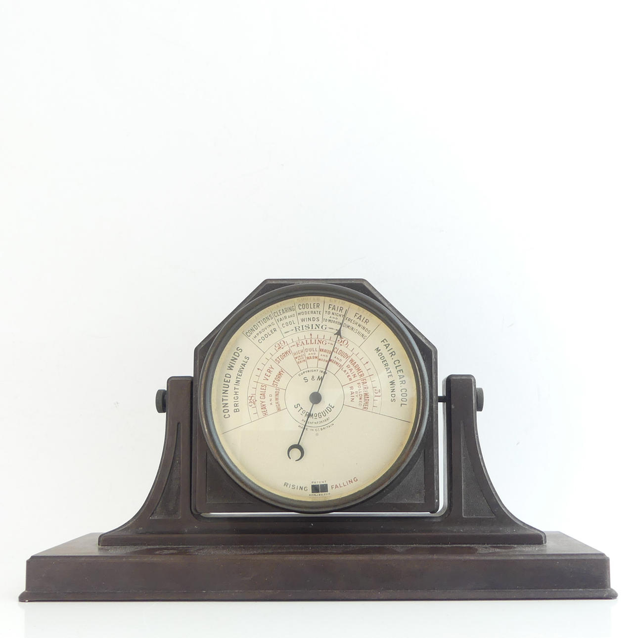 BAROMETER, Bakelit, steigend, fallend, London.