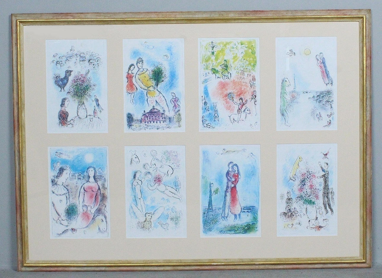 MARC CHAGALL. After. Eight color lithographs, 'Untitled.