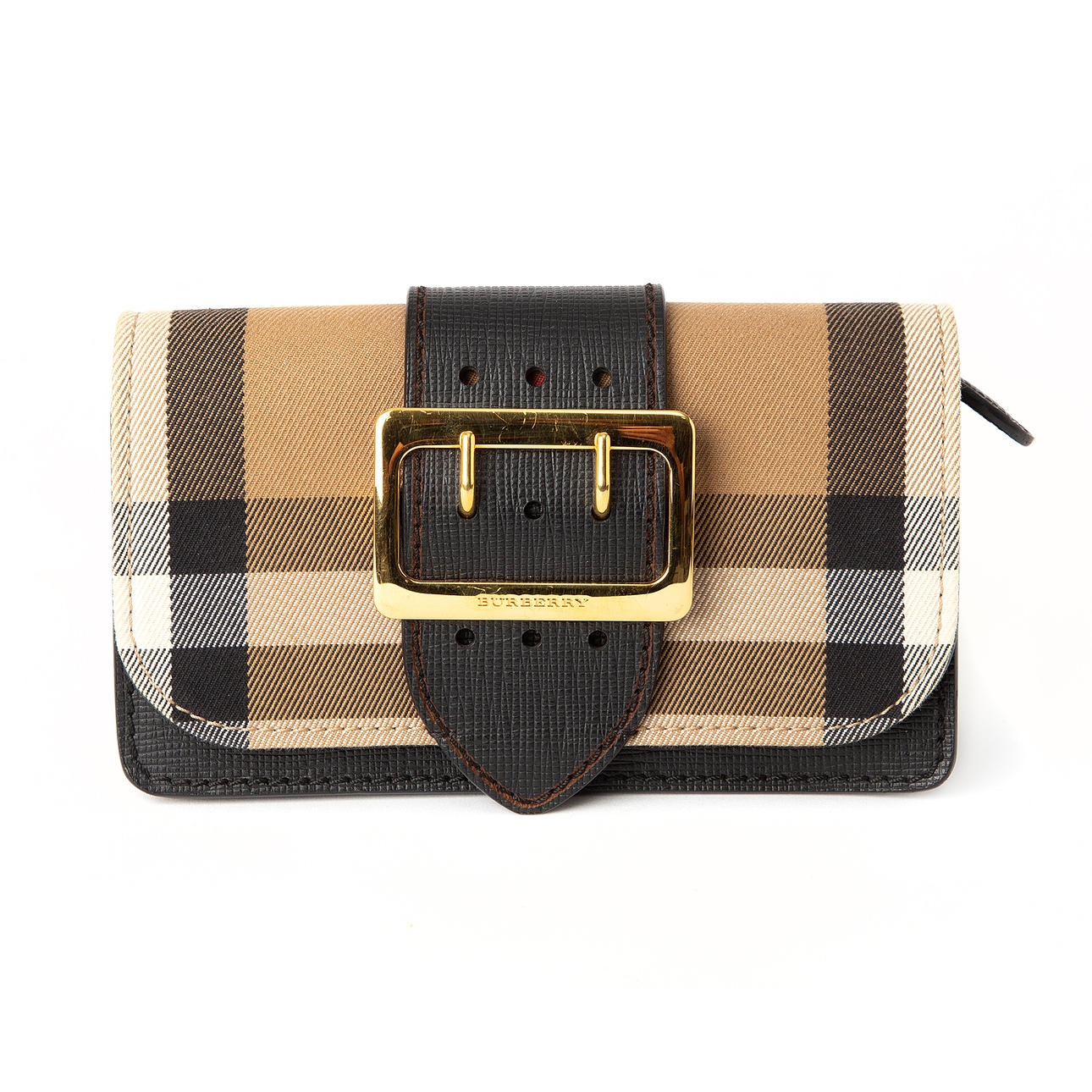 BURBERRY. Bag, leather and canvas.