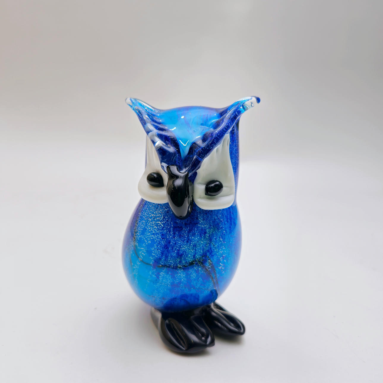 BUHO CRISTAL MURANO. AZUL.