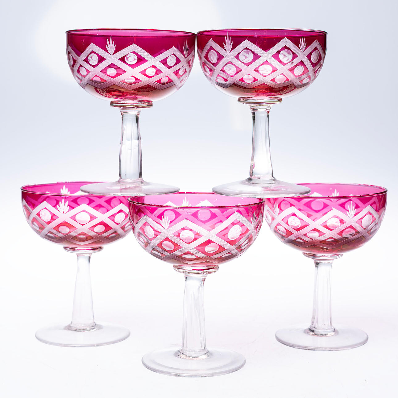 GLASS, 5 pcs, Bohemian crystal.