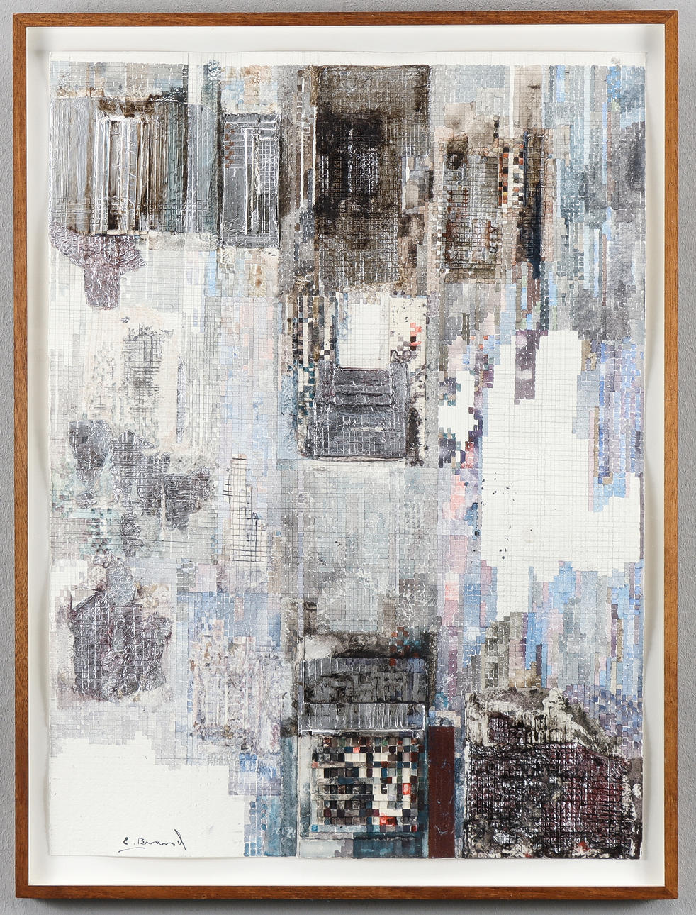 ERLAND BRAND collage, signed.