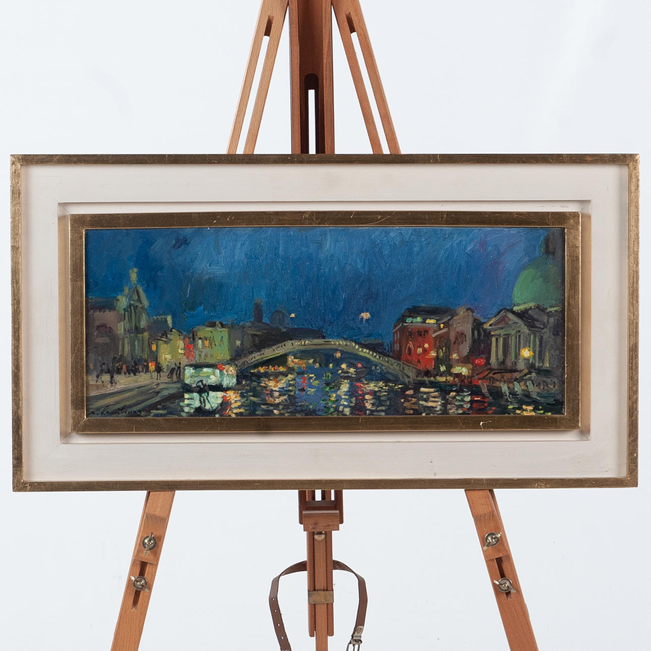 OIDENTIFIERAD KONSTNÄR. Oil on canvas, city view with bridge.