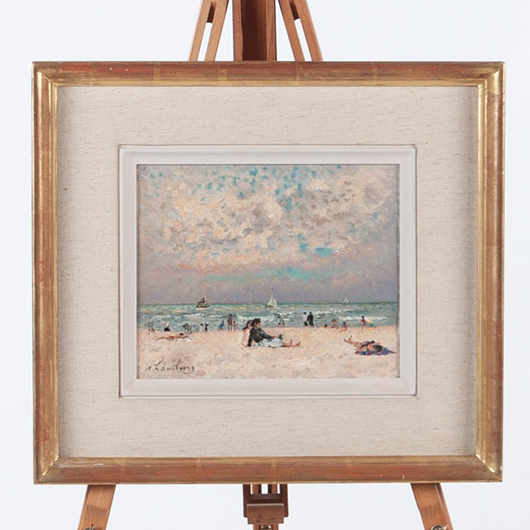 A. LAMBOURG. Oil on canvas, motifs from the beach.
