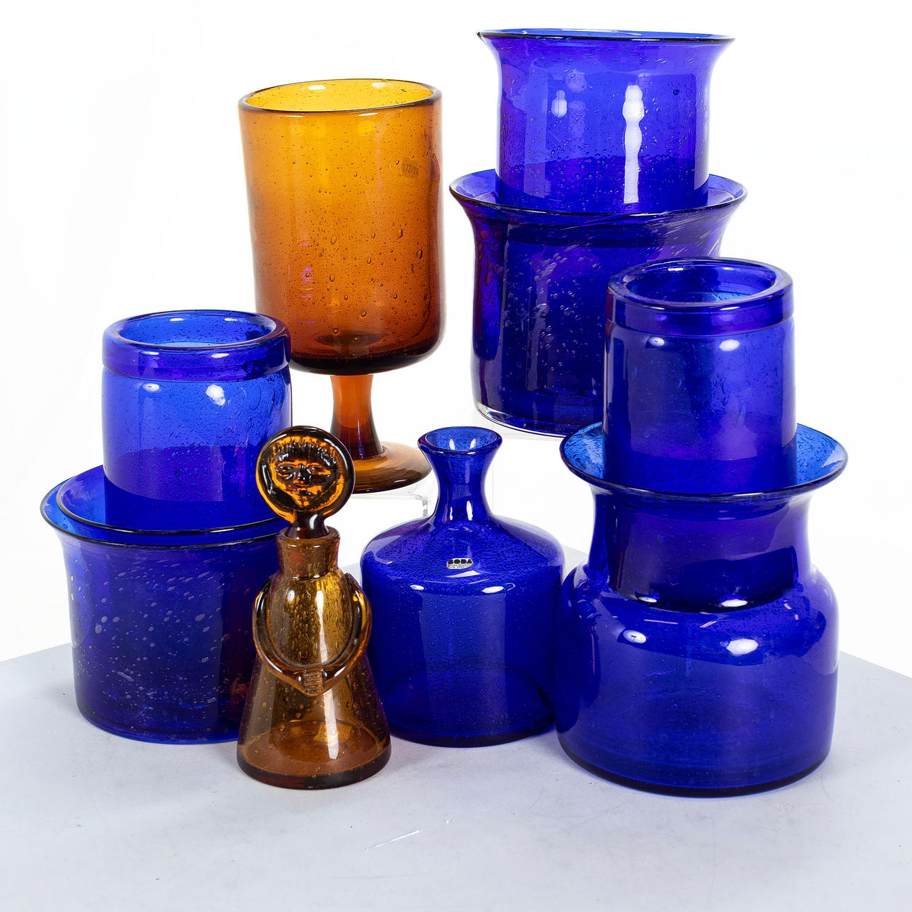 ERIK HÖGLUND. Glass objects, 10 pieces, Boda.