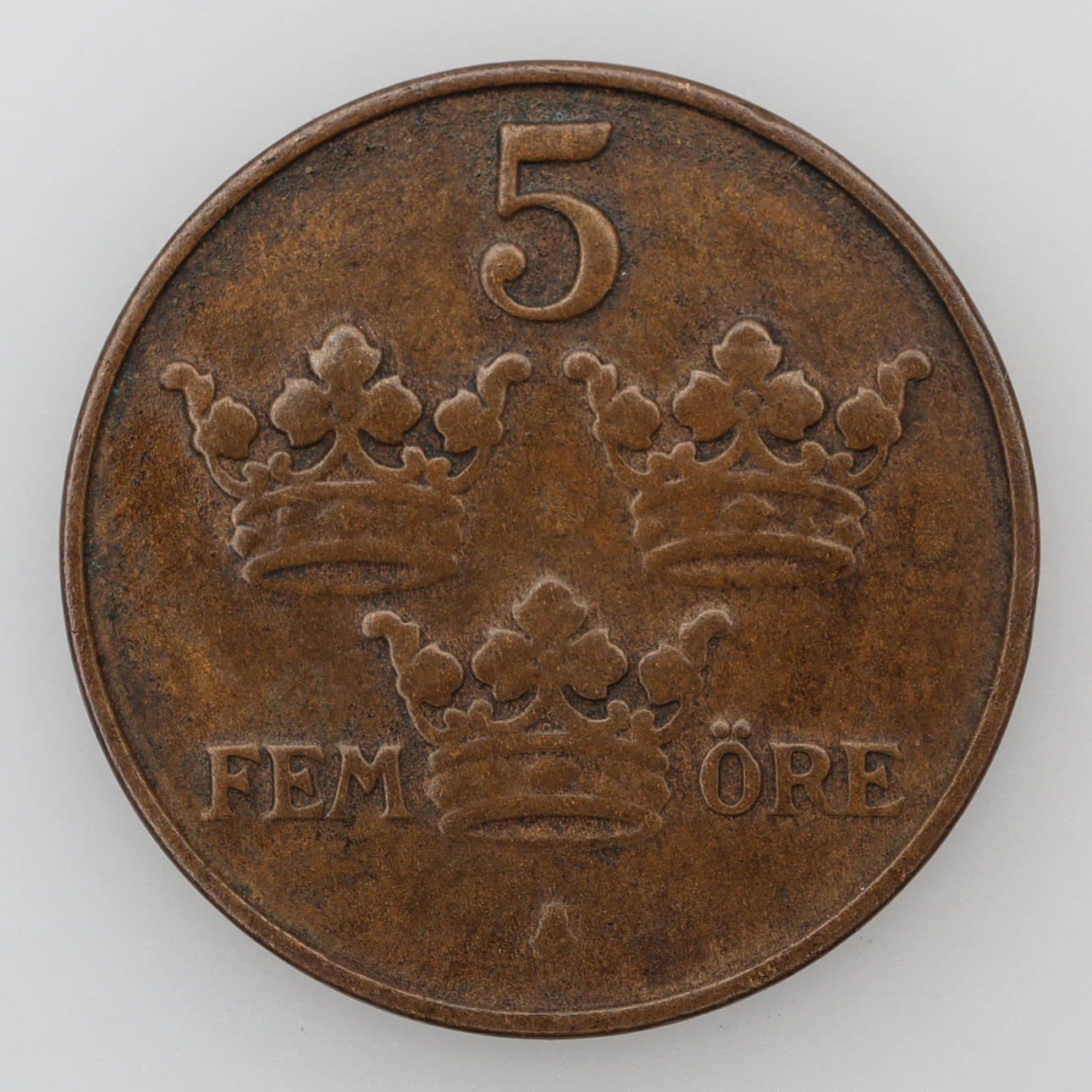 KOPPARMYNT, 5 öre, 1910, Sverige.