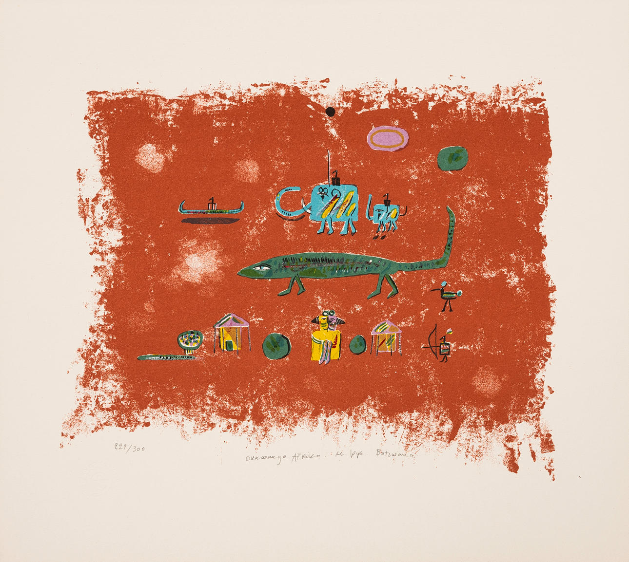 MADELEINE PYK. “Okawango Africa”, Botswana, lithograph in colour, signed and numbered, 229/300.