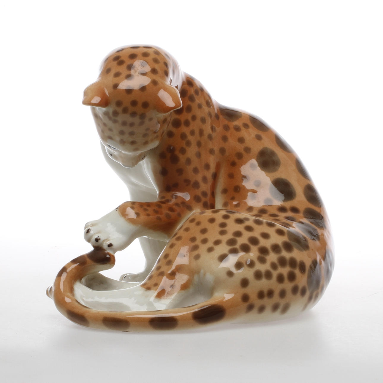 FIGURIN, porslin, leopord, Lomonosov, USSR.