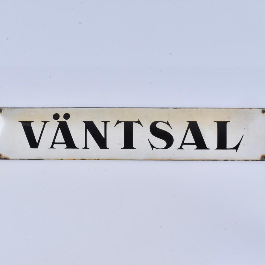 SKYLT, EMALJERAD, "Väntsal".