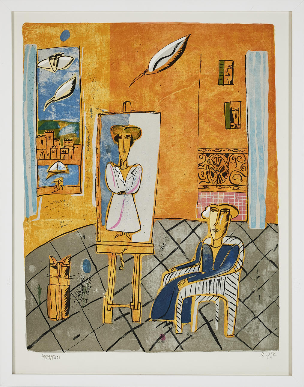 MADELEINE PYK. “In the studio”, lithograph in colours, signed M Pyk, numbered 4039/5000.